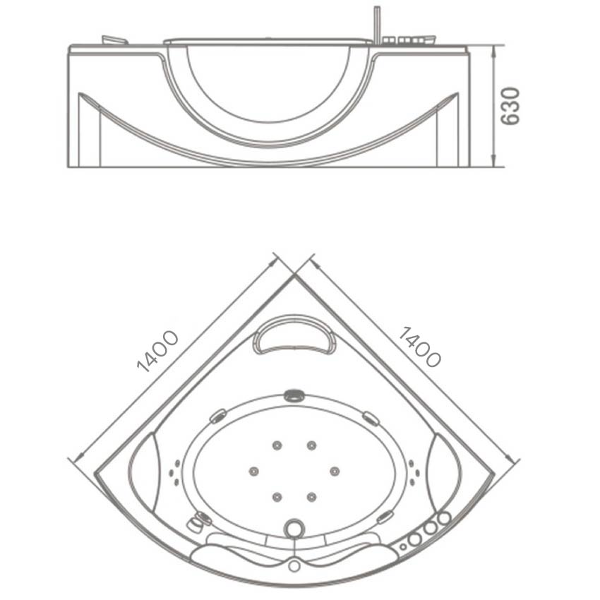 Ванна акриловая Orans OLS-BT65103A с гидромассажем изображение