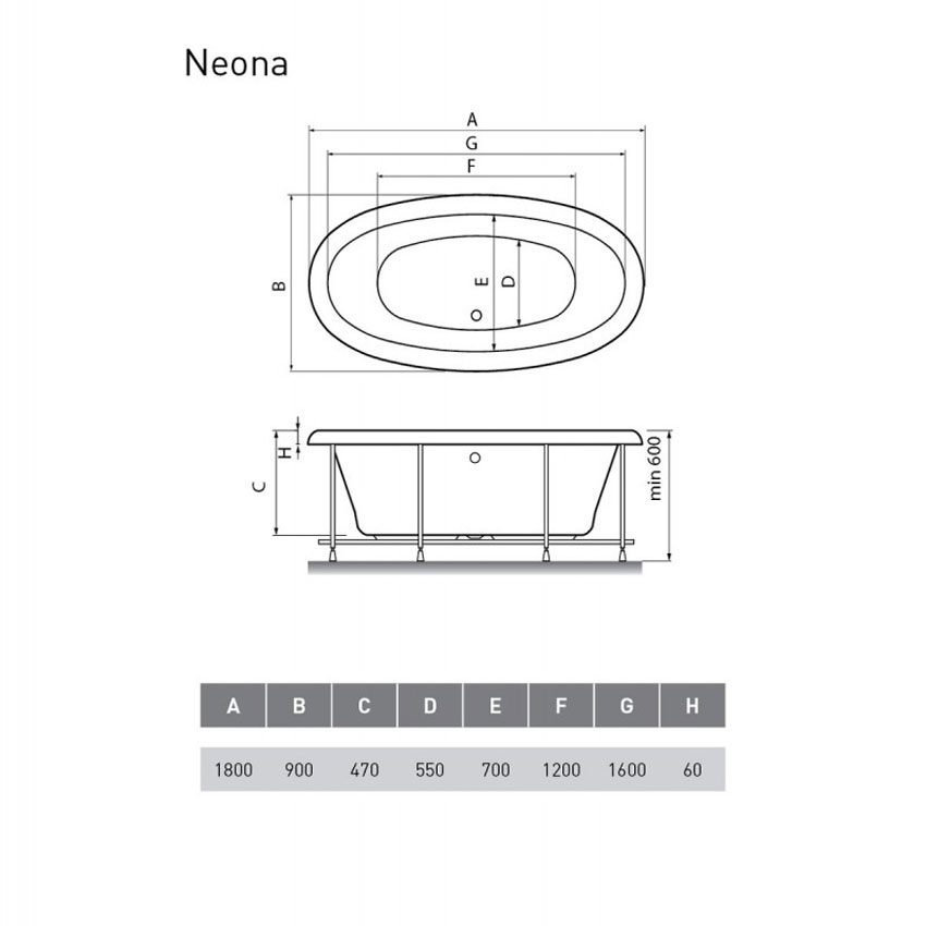 Ванна акриловая Relisan Neona 180x90 изображение