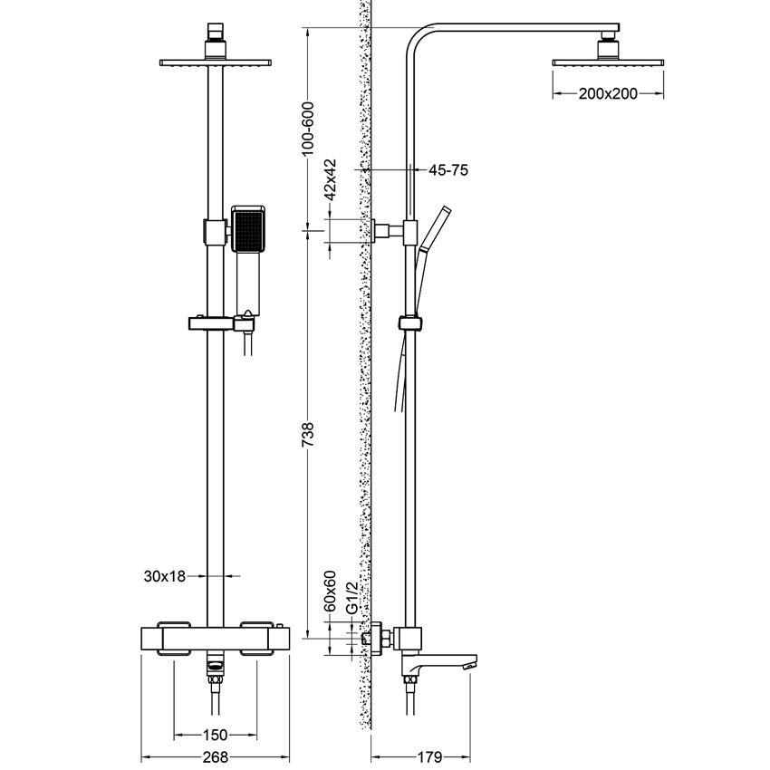 Душевая стойка с термостатом Timo Tetra-thermo SX-0169/03 черный изображение