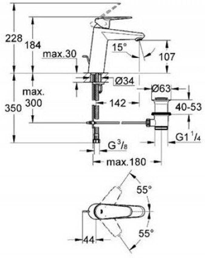 Смеситель для раковины Grohe Eurodisc Cosmopolitan 23448002 изображение