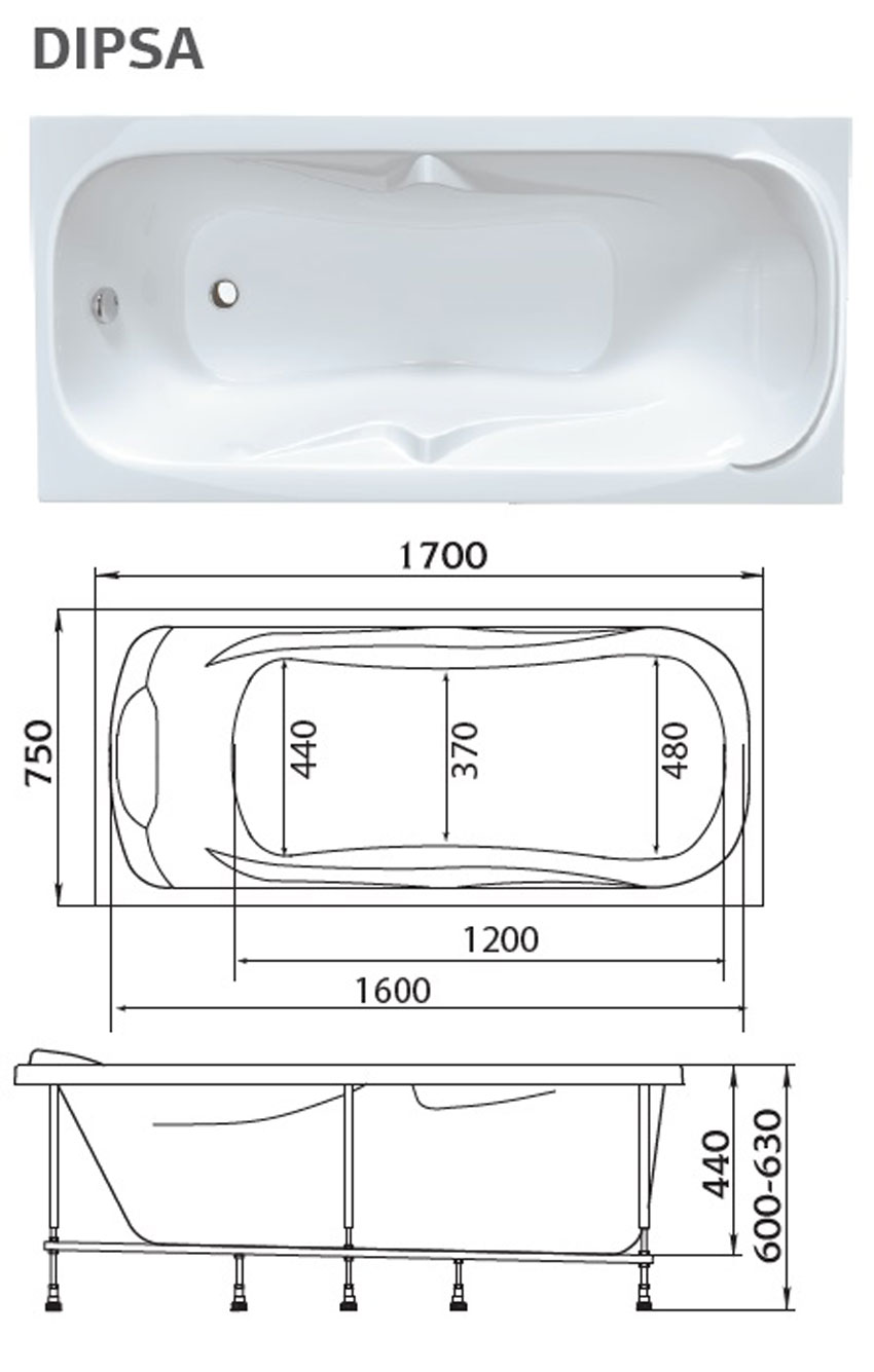 Ванна акриловая Marka One Dipsa 170x75 изображение