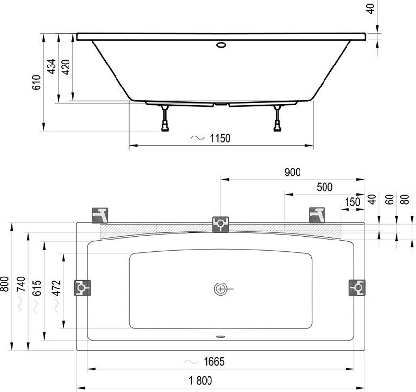 Ванна акриловая Ravak FORMY 2 180x80 изображение