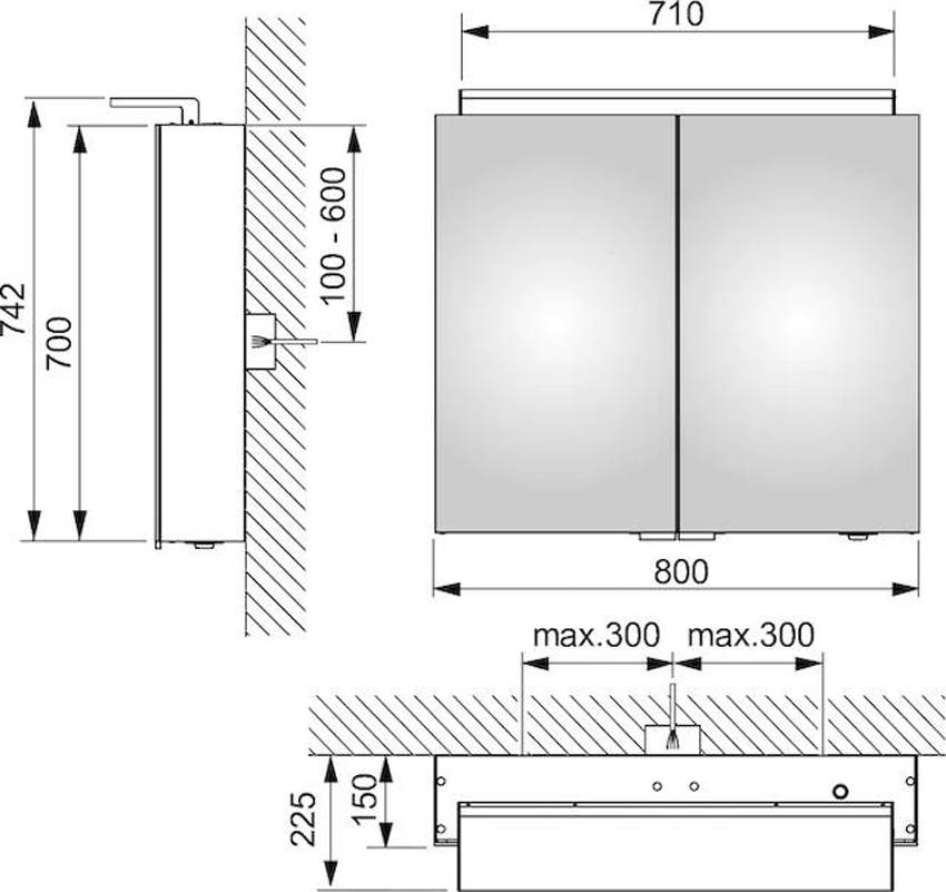 Зеркальный шкаф Keuco Royal L1 80x74 13603171302 изображение