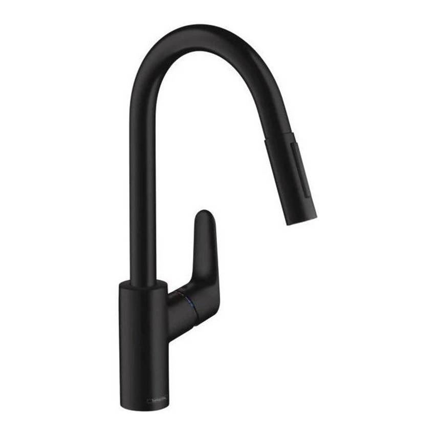 Смеситель для кухни однорычажный с вытяжным душем Hansgrohe Focus 240 матовый черный 31815670