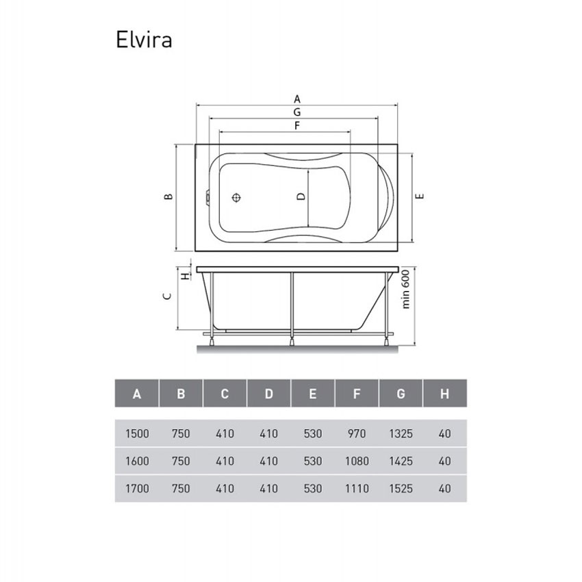 Ванна акриловая Relisan Elvira 150x75 изображение