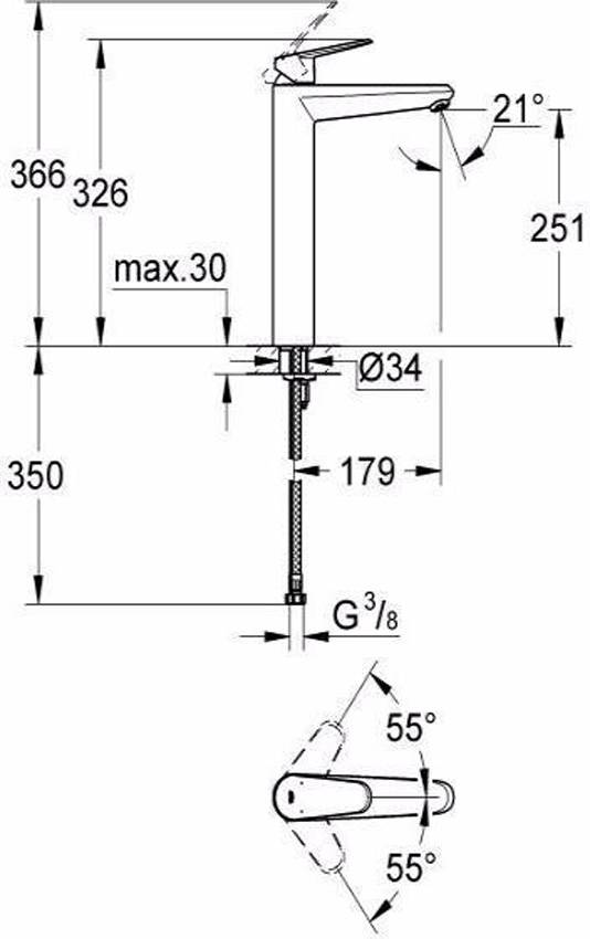 Смеситель для раковины Grohe Eurodisc Cosmopolitan 23432000 изображение