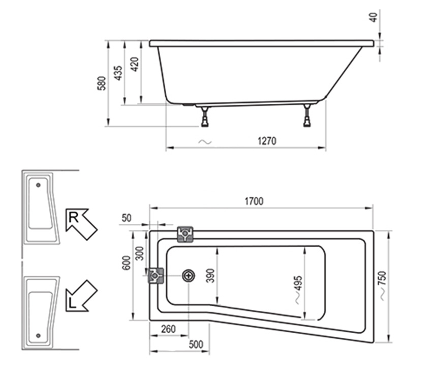 Ванна акриловая Ravak BE HAPPY II 170х75L изображение