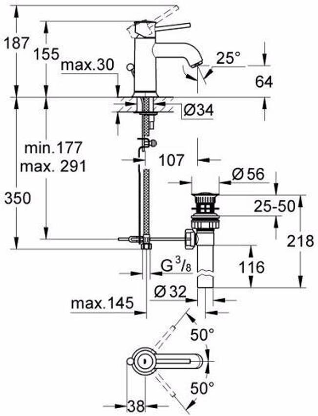 Смеситель для раковины Grohe BauClassic 23161000 изображение