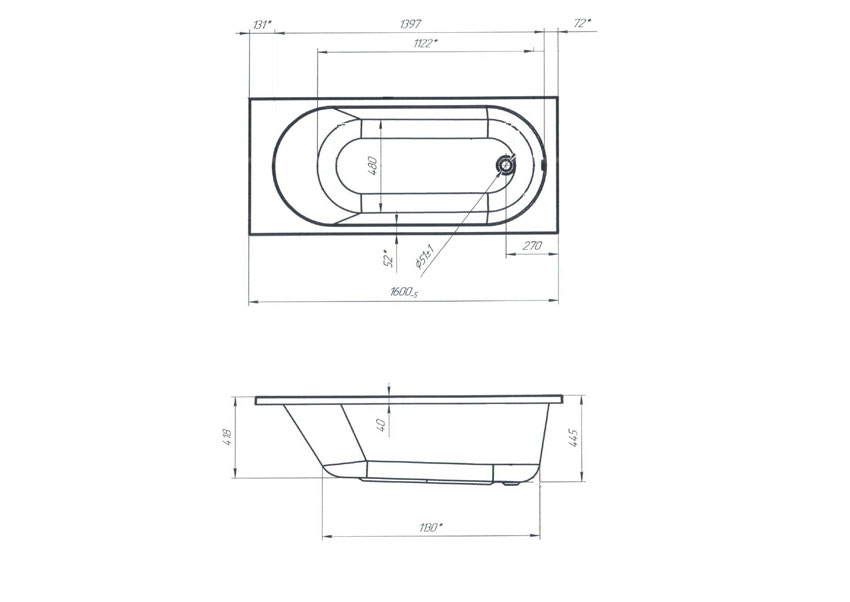 Ванна акриловая Marka One Atlas 160x70 изображение