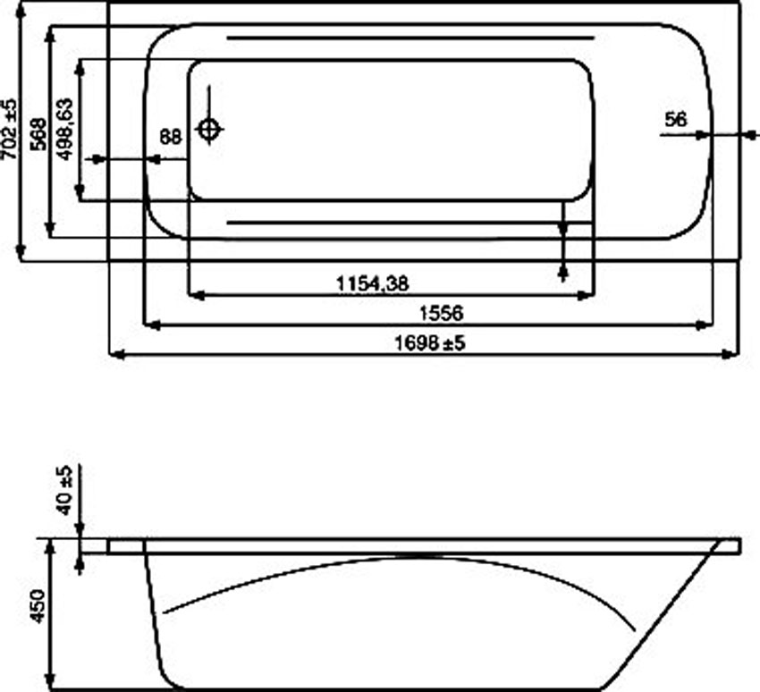 Ванна акриловая Roca Line 170х70 изображение