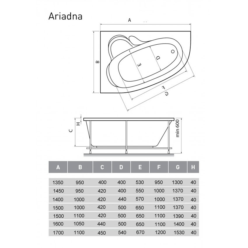 Ванна акриловая Relisan Ariadna L 150x110 изображение