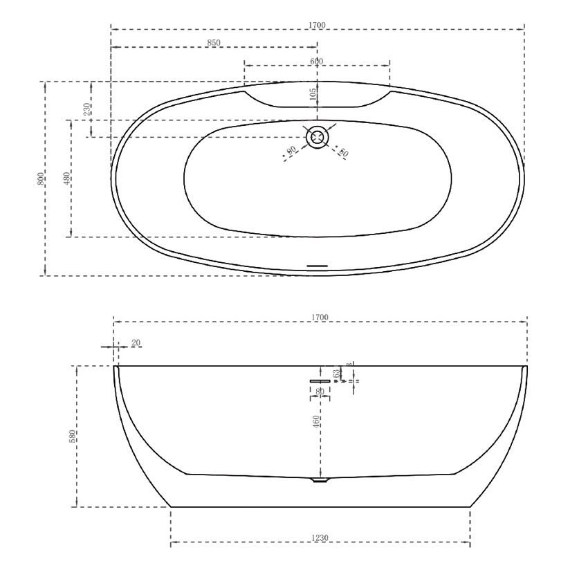 Ванна акриловая Abber AB9323 изображение