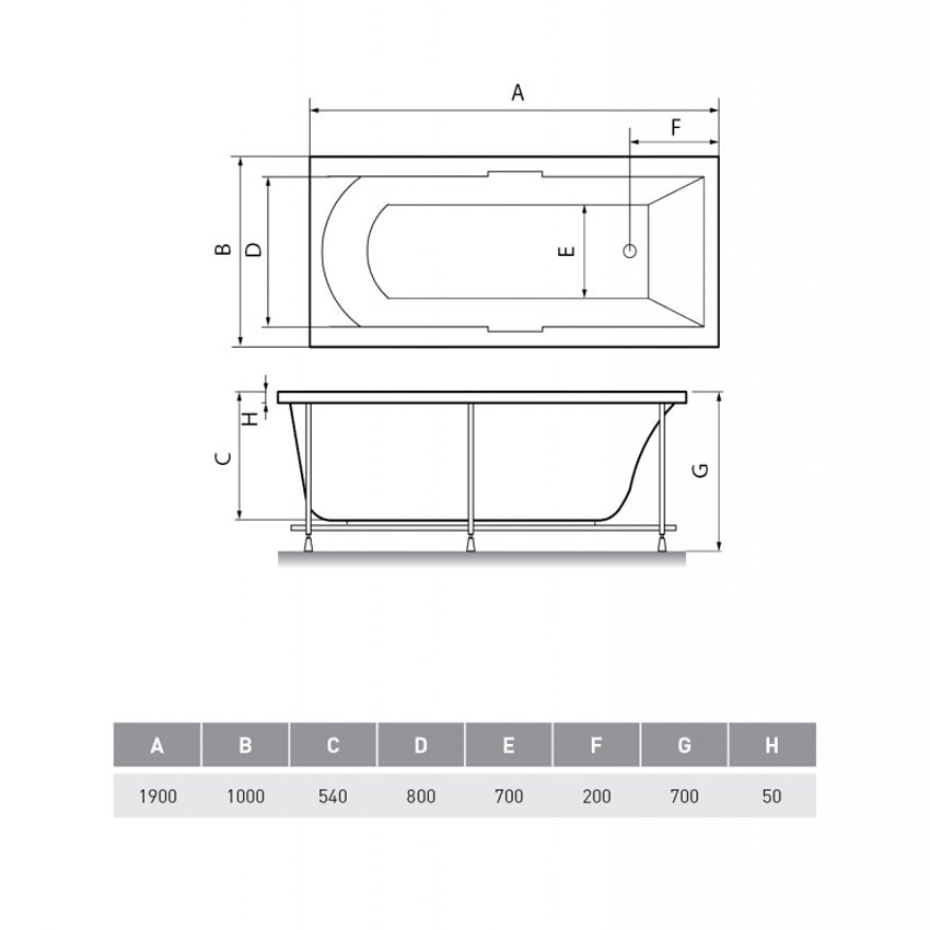 Ванна акриловая Relisan Eco Plus Темза 190х100 изображение