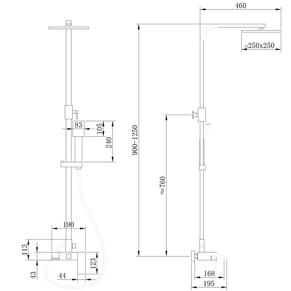 Душевая стойка Abber Wasserfall AF8616 с изливом, хром изображение