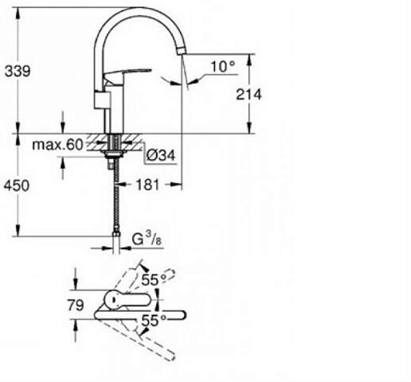 Смеситель для кухни Grohe Eurostyle Cosmopolitan 30221002 изображение