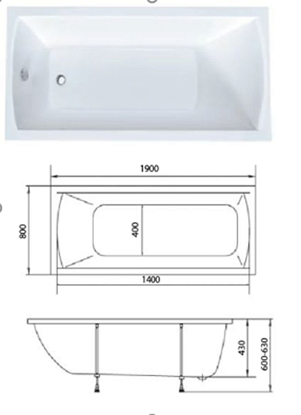 Ванна акриловая Marka One Modern MG 190x80 изображение