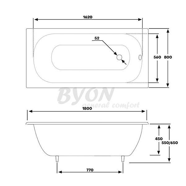 Ванна чугунная Byon B13 Maxi 180x80x45 изображение