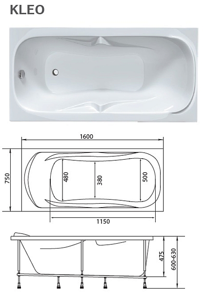 Ванна акриловая Marka One Kleo 160x75 изображение