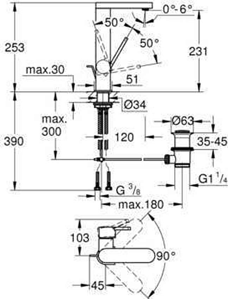 Смеситель для раковины Grohe Plus 23851003 изображение