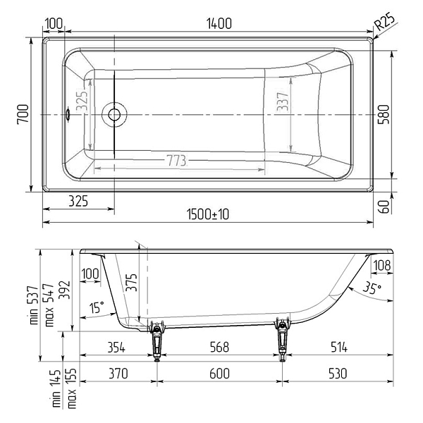 Ванна чугунная Wotte Line 150х70 изображение