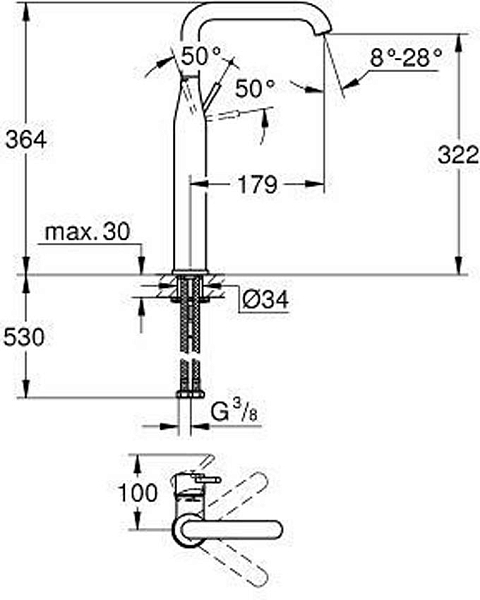 Смеситель для раковины Grohe Essence 32901001 изображение