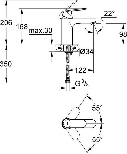 Смеситель для раковины Grohe Eurosmart Cosmopolitan 23327000 изображение