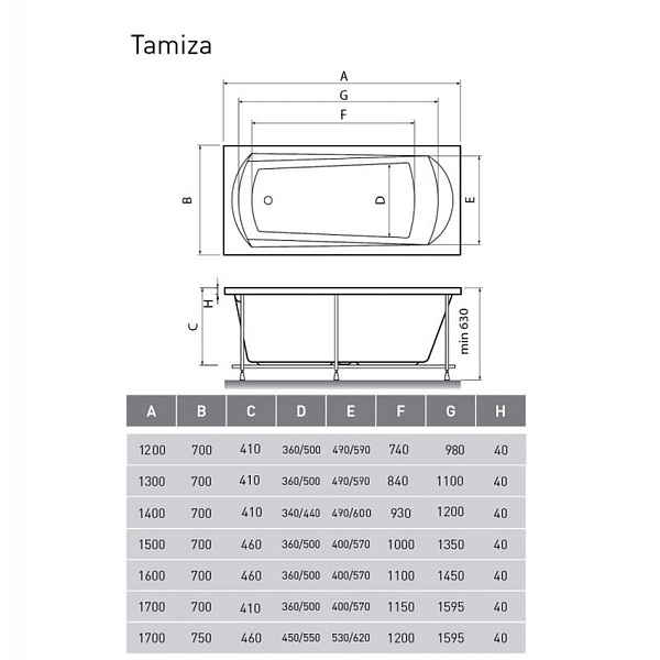 Ванна акриловая Relisan Tamiza 140x70 изображение