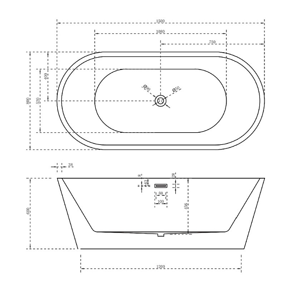 Ванна акриловая Abber AB9203 150 изображение