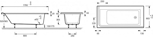 Ванна акриловая Jacob Delafon Formilia 170x80 R изображение
