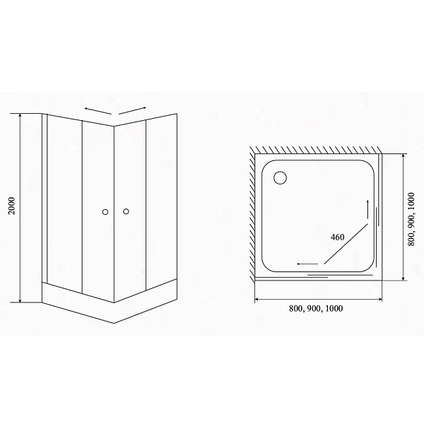 Душевой угол Timo  TL-9002 Fabric Glass 90х90х200 изображение