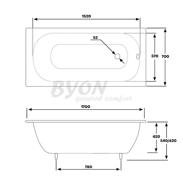 Ванна чугунная Byon B13 170x70x42 изображение