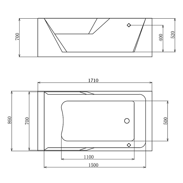 Ванна акриловая Gemy G9066 II K R изображение