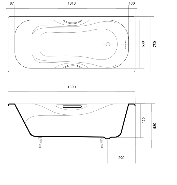 Ванна чугунная Aquatek Гамма 150x75 изображение