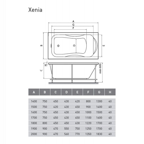 Ванна акриловая Relisan Xenia 170x75 изображение