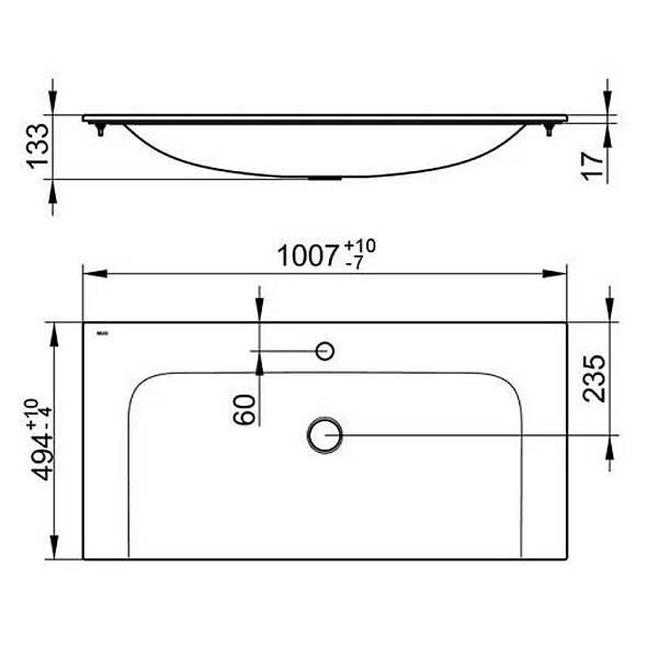Мебельная раковина Keuco Plan 32970311001, 100,7x49,4 изображение