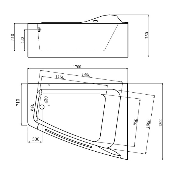 Ванна акриловая Gemy G9056 K R изображение