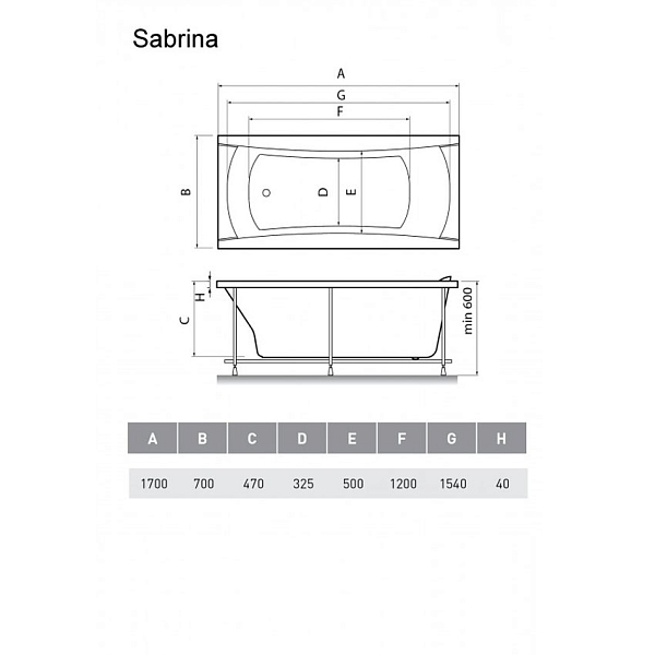 Ванна акриловая Relisan Sabrina 170х70 изображение