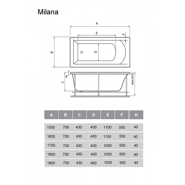 Ванна акриловая Vayer Milana 175x70 изображение