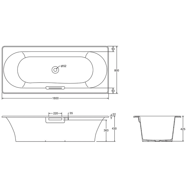 Ванна чугунная Jacob Delafon Volute 180x80 изображение