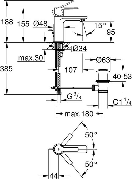 Смеситель для раковины Grohe Lineare New 32109001 хром изображение
