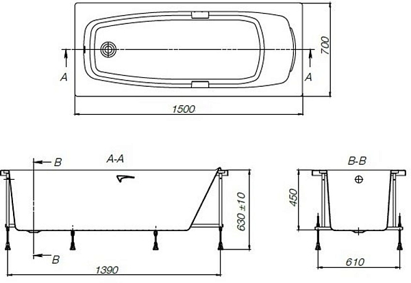 Ванна акриловая Roca Sureste 150х70 изображение