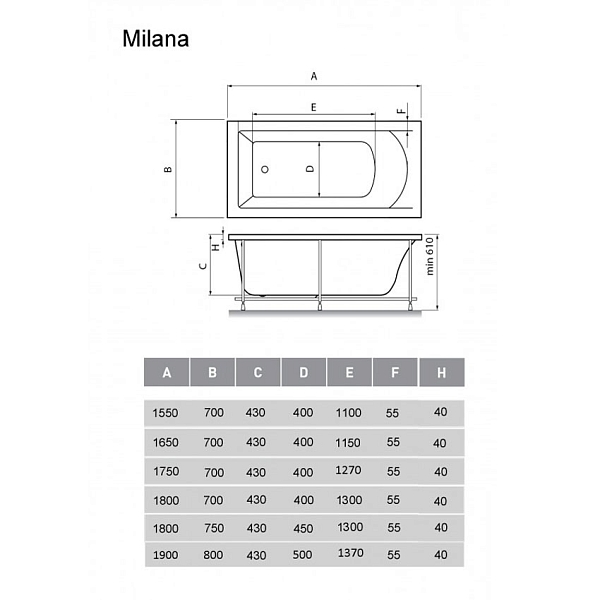 Ванна акриловая Vayer Milana 190x80 изображение