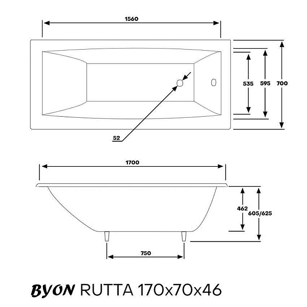 Ванна чугунная Byon Rutta 170x70x46 изображение
