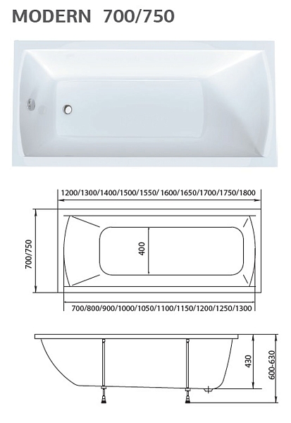 Ванна акриловая Marka One Modern 170x75 изображение
