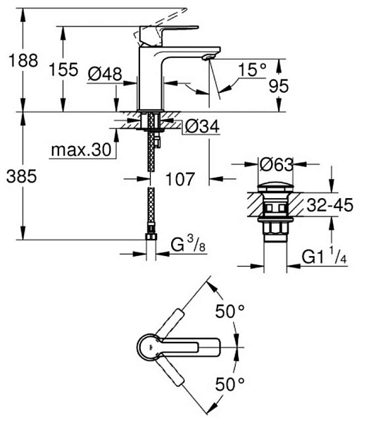 Смеситель для раковины Grohe Lineare New 23791001 изображение