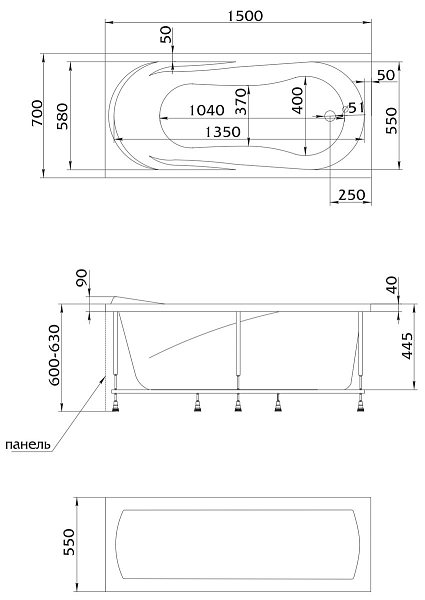 Ванна акриловая 1Marka Medea 150x70 изображение