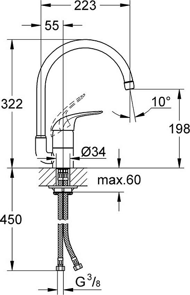 Смеситель для кухни Grohe Euroeco 32752000 изображение
