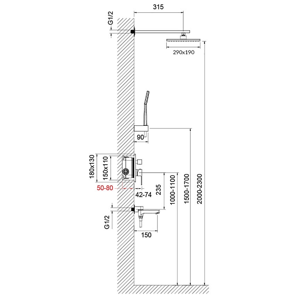 Душевая система встроенная Timo Selene SX-3069/00SM (1013) хром изображение