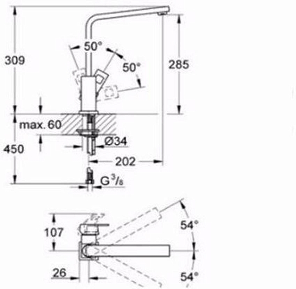 Смеситель для кухни Grohe Eurocube 31255000 изображение