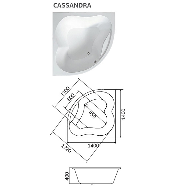 Ванна акриловая 1Marka Cassandra 140x140 изображение